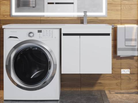 Тумба с раковиной Uperwood Magenta 60-120 см подвесная белая/графит с дверцами правая