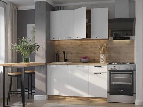 Кухонный гарнитур Валерия 1400 мм МДФ Вотан/Белый