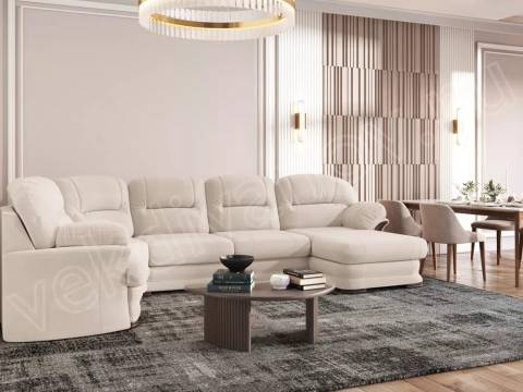 Диван угловой большой П-образный Квин 6 без механизма Ultra Sand