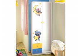 Шкаф двухдверный с зеркалом и фотопечатью Совята 2.1