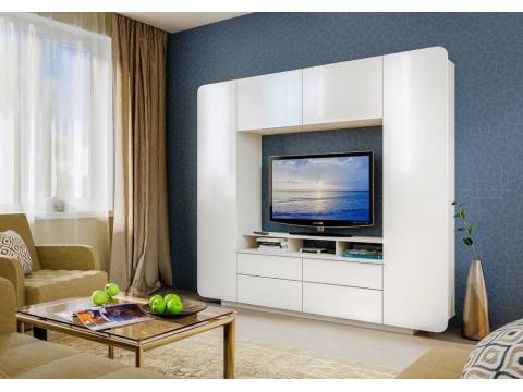 Стенка Румба Белый глянец